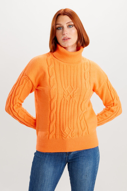 Alison Sheri Cable Knit Mock Neck Sweater Style A42185