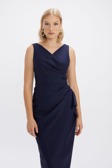 Wrap Front Beaded Gown Style 134200. Navy. 2