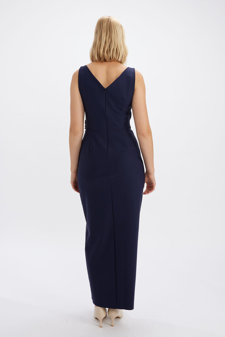 Wrap Front Beaded Gown Style 134200. Navy. 3