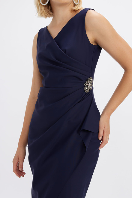 Wrap Front Beaded Gown Style 134200. Navy. 4