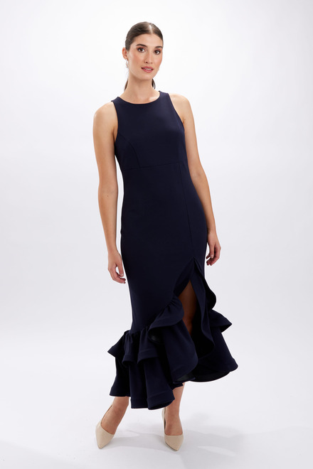 Long dress, ruffled slit dress Style 228174