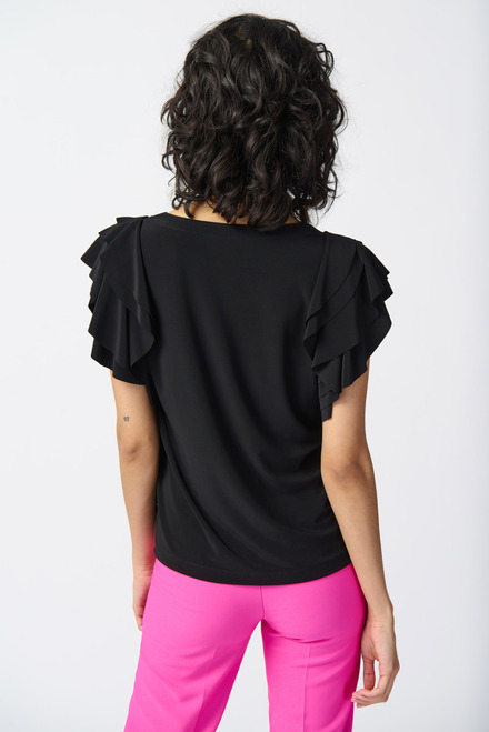 Tiered Sleeve Top Style 241005. Black. 2