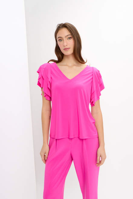 Tiered Sleeve Top Style 241005. Ultra Pink. 5