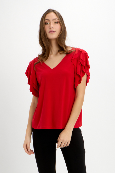 Tiered Sleeve Top Style 241005. Radiant red