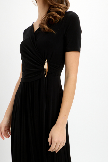 Wrap Front Pleated Dress Style 241013. Black. 3