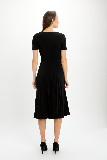 Wrap Front Pleated Dress Style 241013. Black. 2