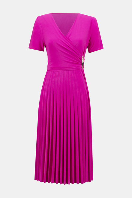 Wrap Front Pleated Dress Style 241013. Ultra Pink. 11
