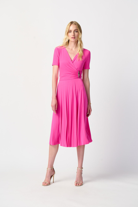Wrap Front Pleated Dress Style 241013. Ultra Pink. 7