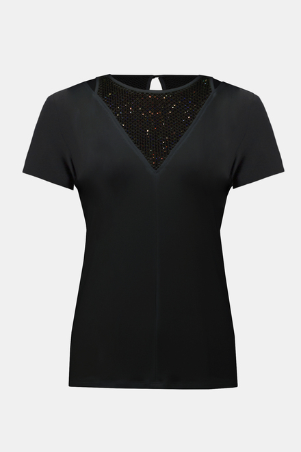 T-shirt r&eacute;sille et strass mod&egrave;le 241017. Noir. 7