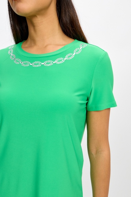 T-shirt, encolure &agrave; strass mod&egrave;le 241019. Island Green. 2