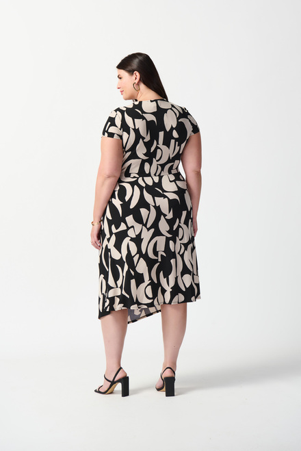 Geometric Wrap Front Dress Style 241029. Black/moonstone. 9