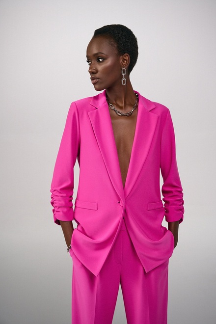 Gathered Sleeve Blazer Style 241031. Ultra pink