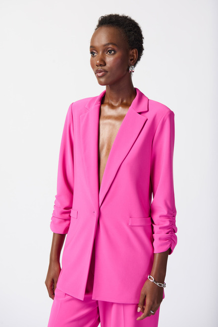 Gathered Sleeve Blazer Style 241031. Ultra Pink. 5