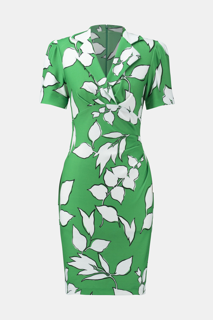 Leaf Print Wrap Front Dress Style 241033. Green/multi. 5