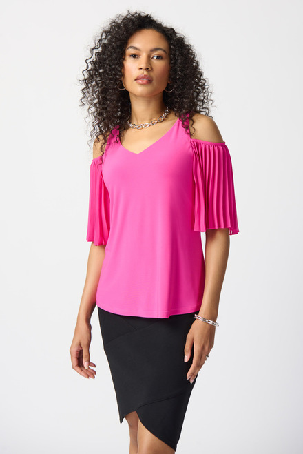 Pleated Sleeve Top Style 241037. Ultra Pink. 3