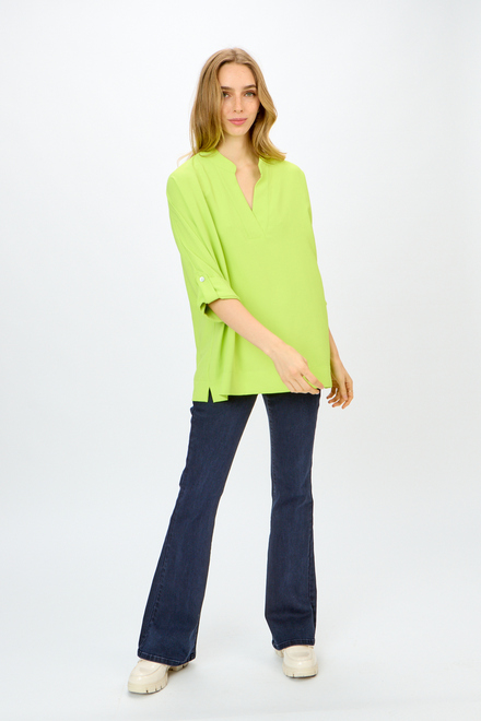 Wide Collar Popover Blouse Style 241039. Key lime