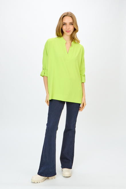 Wide Collar Popover Blouse Style 241039. Key Lime. 4