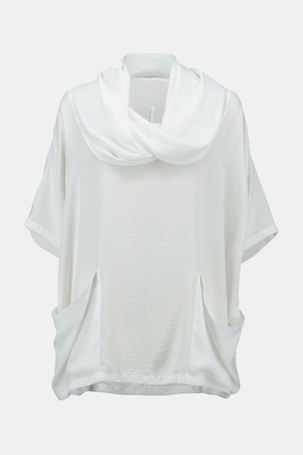 Textured Wrap Collar Tunic Style 241043. White. 5