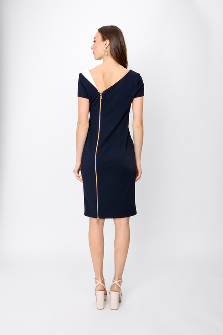 Two-Tone Asymmetrical Dress Style 241047. Midnight Blue/vanilla. 2