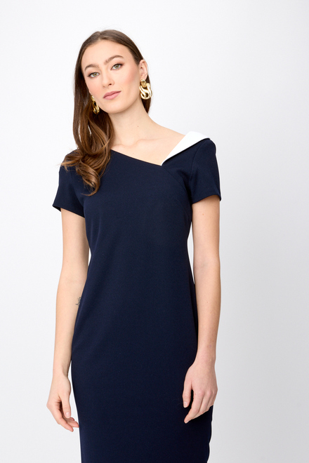 Two-Tone Asymmetrical Dress Style 241047. Midnight Blue/vanilla. 5