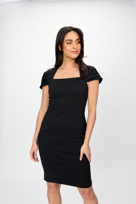 Short Sleeve Fitted Dress Style 241048. Black. 2