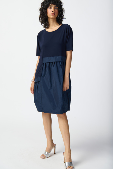 Two-Tone Voluminous Dress Style 241049. Midnight Blue. 4
