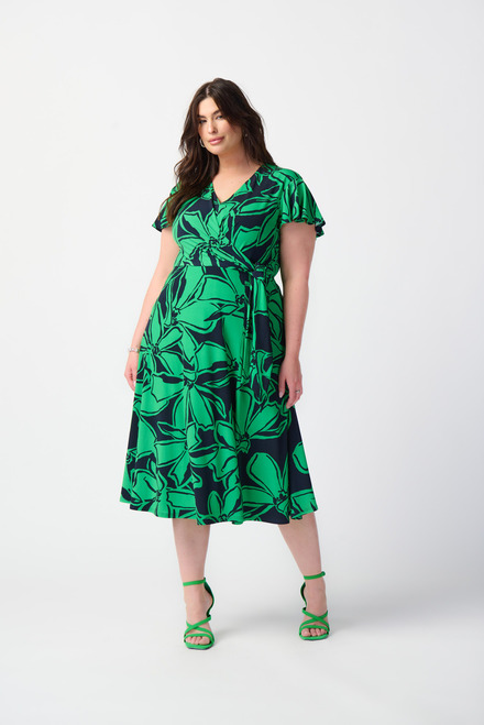 Floral Print Midi Dress Style 241052. Midnight Blue/green. 7