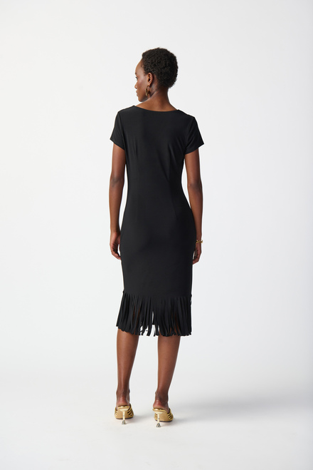 Fringe Detail Slit Dress Style 241053. Black. 2