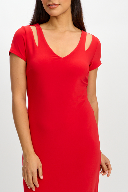 Fringe Detail Slit Dress Style 241053. Radiant Red. 2