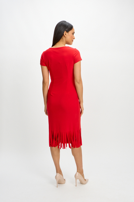 Fringe Detail Slit Dress Style 241053. Radiant Red. 3