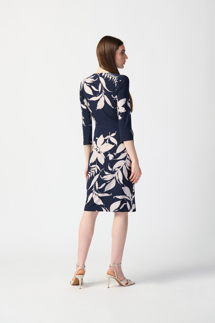 Floral Print Wrap Dress Style 241056. Midnight Blue/beige. 2
