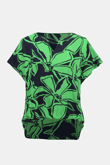 T-shirt fleuri, col fendu mod&egrave;le 241059. Midnight Blue/green. 7