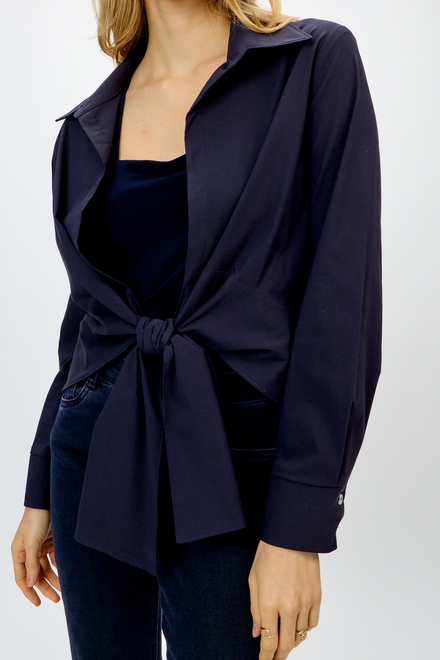 Tie-Font Blouse Style 241065. Midnight Blue. 3