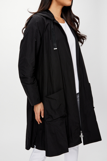 Zip Front Flared Coat Style 241068. Black. 3
