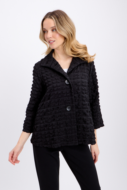 Textured & Checkered Jacket Style 241069. Black