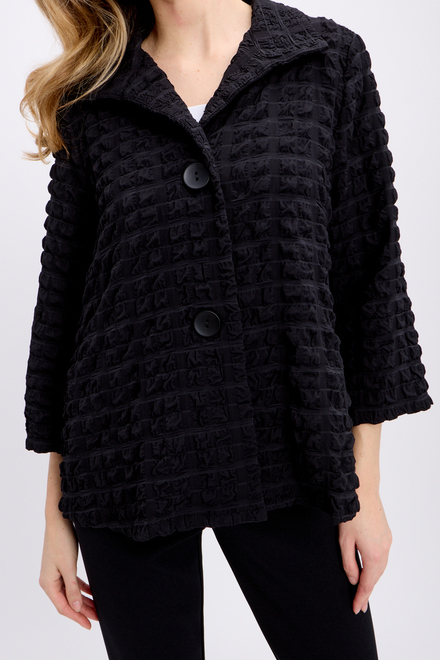 Textured &amp; Checkered Jacket Style 241069. Black. 2
