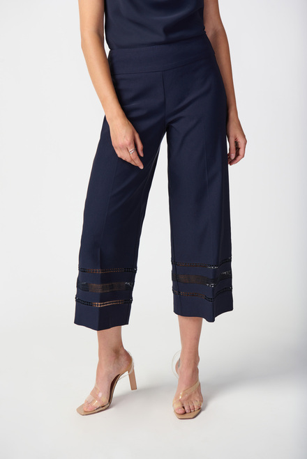 Wide Leg Patterned Capris Style 241073. Midnight Blue. 3