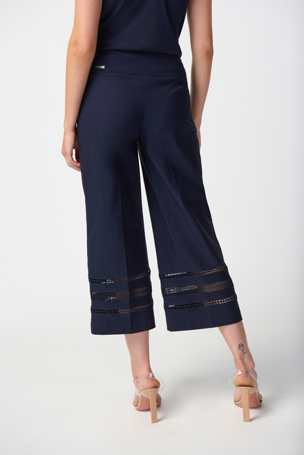 Wide Leg Patterned Capris Style 241073. Midnight Blue. 2