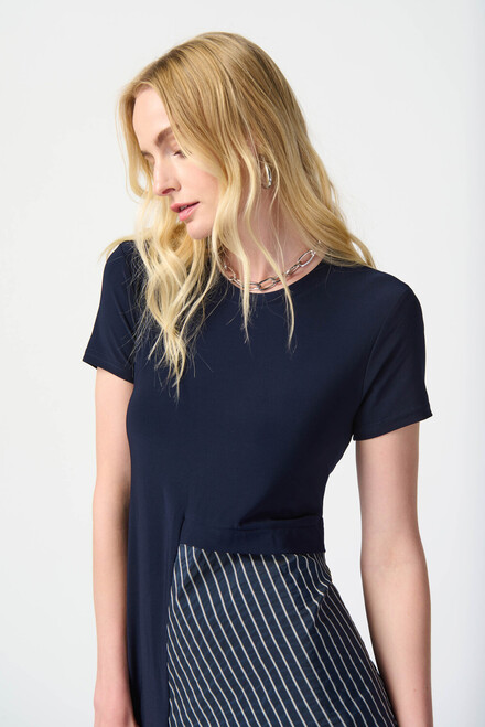 Bias-Cut Striped T-Shirt Dress Style 241076. Midnight Blue/white. 9
