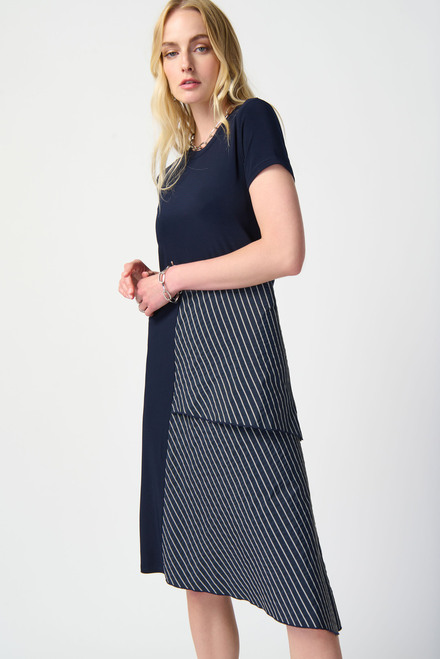 Bias-Cut Striped T-Shirt Dress Style 241076. Midnight Blue/white. 10