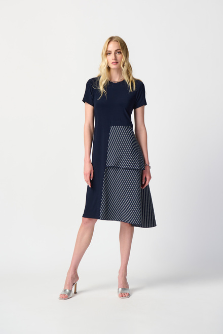 Bias-Cut Striped T-Shirt Dress Style 241076. Midnight Blue/white. 7