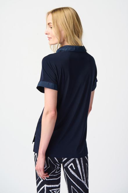 T-shirt bi-mati&egrave;re, col montant mod&egrave;le 241078. Bleu Nuit. 3