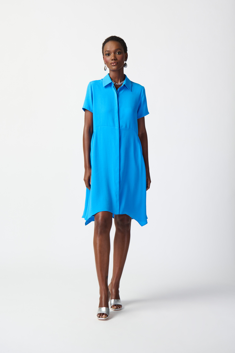 Short Sleeve T-Shirt Dress Style 241079. French Blue