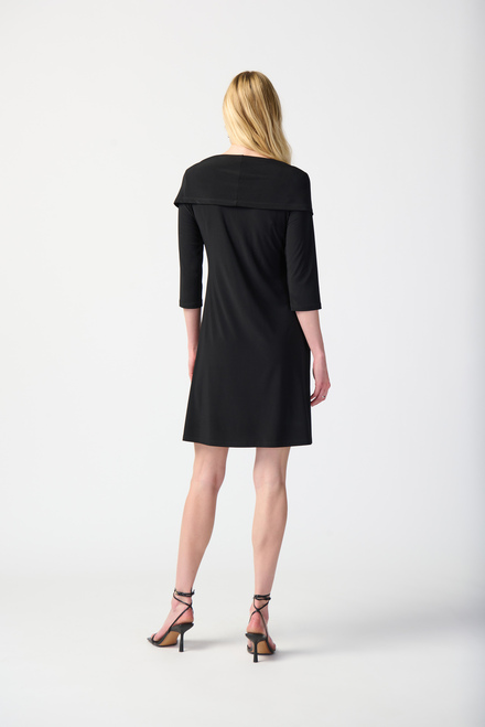 Pleated &amp; Folded Collar Dress Style 241082. Black. 2