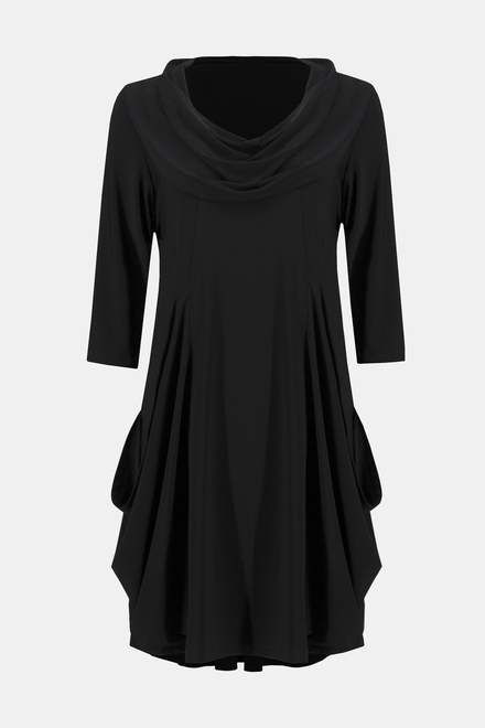 Pleated &amp; Folded Collar Dress Style 241082. Black. 5