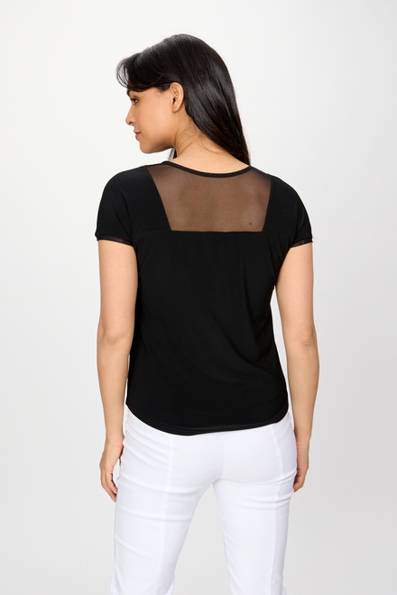 Sheer V-Neck T-Shirt Style 241088. Black. 2