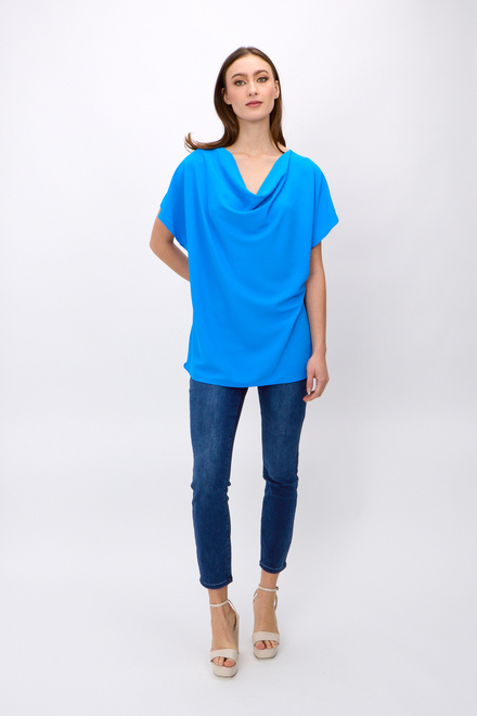 Pleated flowing T-shirt Model 241099. French Blue. 3