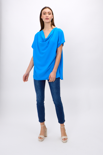 Pleated flowing T-shirt Model 241099. French Blue. 4