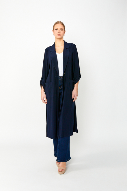 Long jacket with pockets Model 241100. Midnight Blue. 3