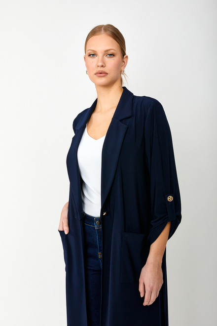 Long jacket with pockets Model 241100. Midnight Blue. 4